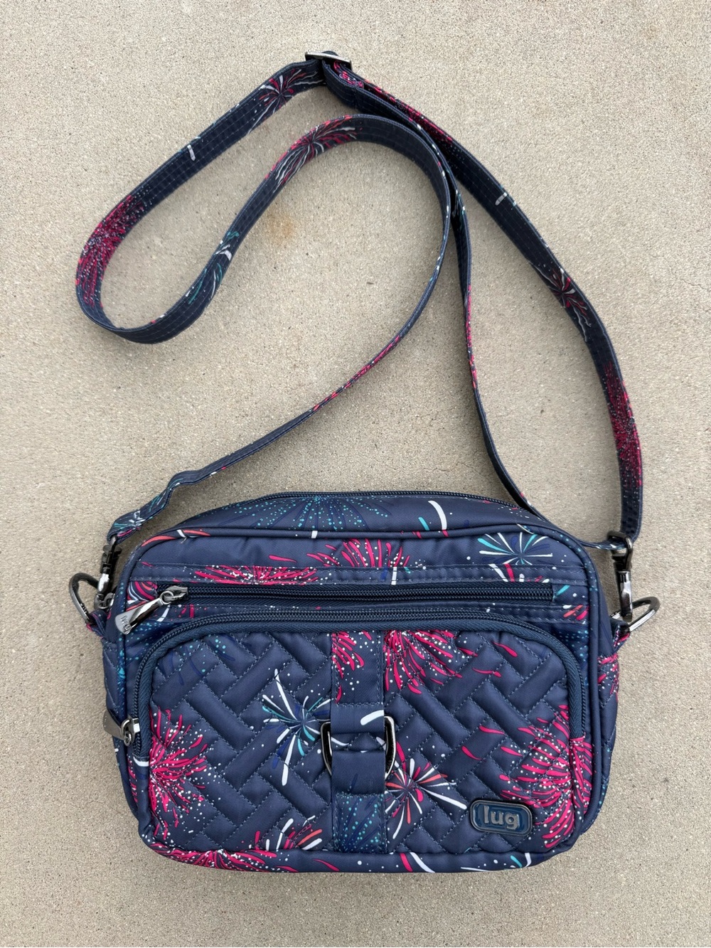 Lug Carousel Crossbody Bag Fireworks Navy Convertible Belt Bag Shoulder Purse
